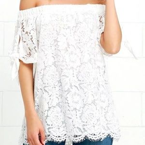 XL IVORY LACE OFF-THE-SHOULDER TOP BY LULU'S